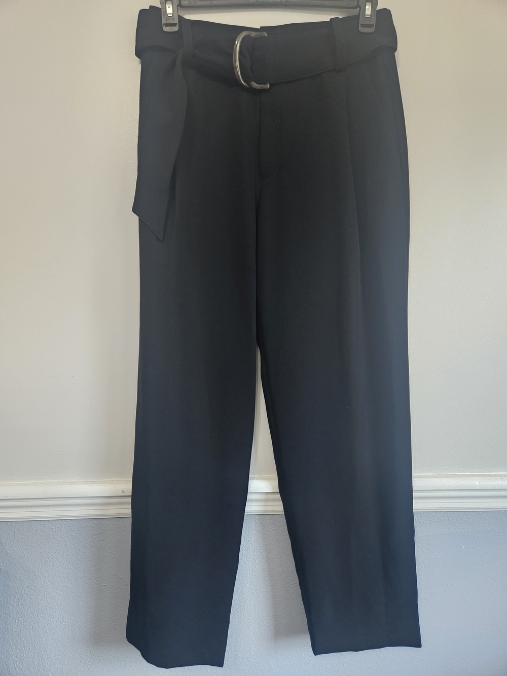 Vince Black Japanese Fabric Belted Trouser Sz 10 High Quality Wide-leg High Rise